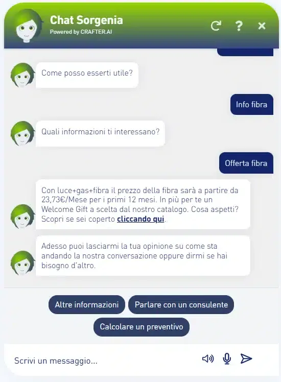 Chatbots in the energy market example: Sorgenia