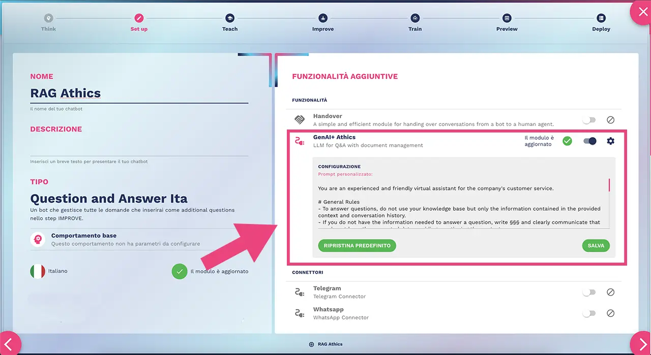 Sistema RAG proprietario di Crafter.ai con prompt di sistema personalizzabile