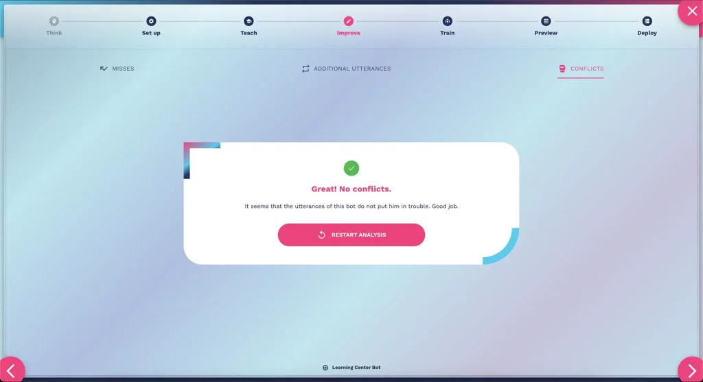 Conflict manager per la gestione automatica dei conflitti nelle utterance del chatbot