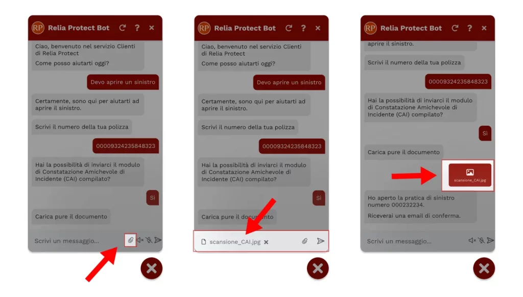 Funzione file attachment per caricare documenti e immagini nel chatbot