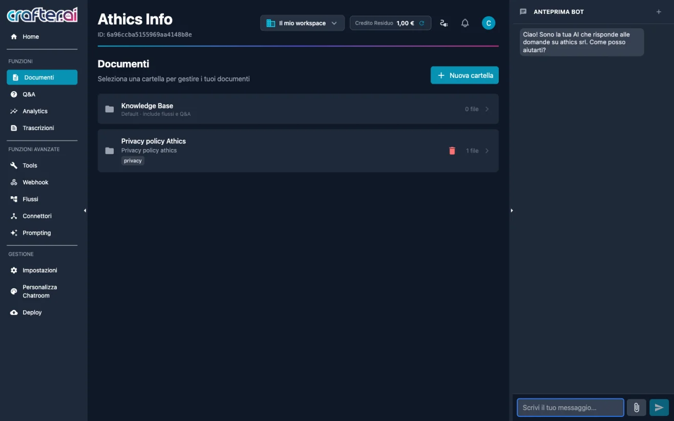 Tags on Crafter.ai chatbot knowledge base folders to segment content