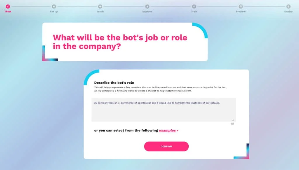 AI generativa integrata nella survey di configurazione del chatbot Crafter.ai