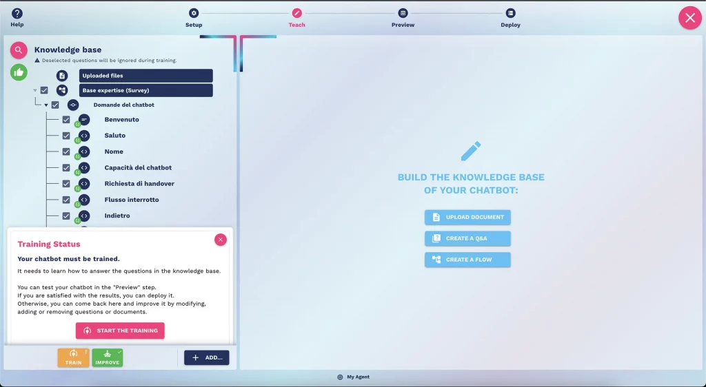 Nuova interfaccia UI UX della piattaforma chatbot Crafter.ai
