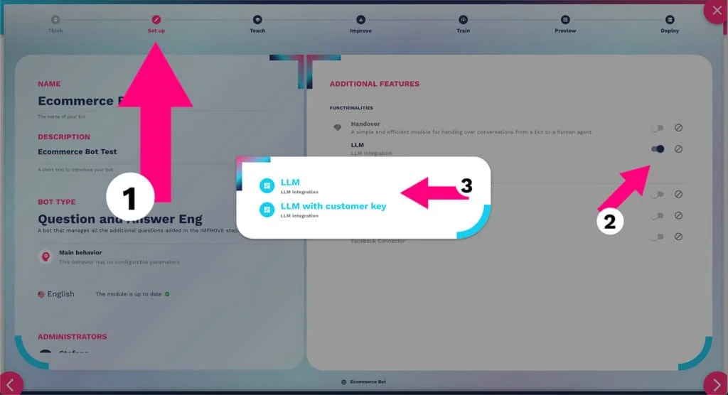 Integrazione del Large Language Model LLM nella piattaforma chatbot Crafter.ai