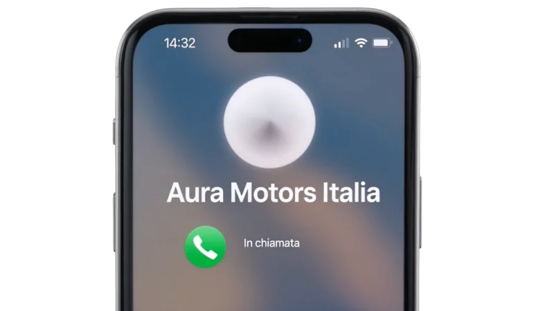 Automotive voicebot demo: smartphone on a call with the Aura Motors Italia dealership