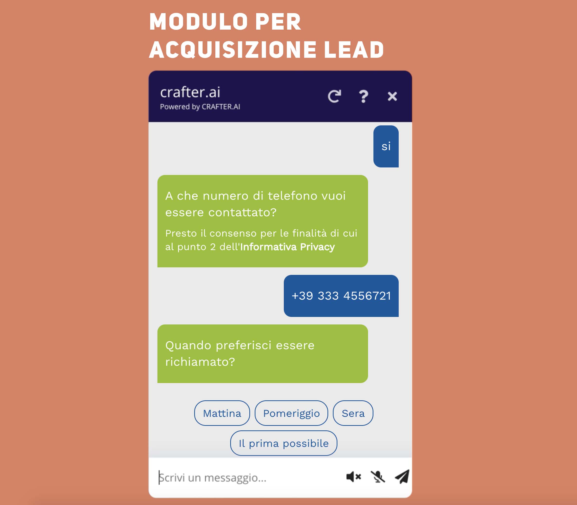 chatroom del bot con moduo per acqusizione dei lead chatroom del bot con moduo per acqusizione dei lead