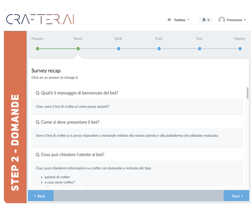 answer the survey by crafter.ai to create your chatbot