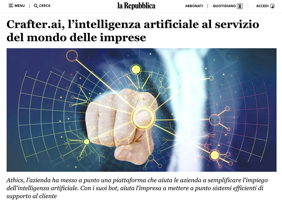 articolo crafter ai la repubblica press kit