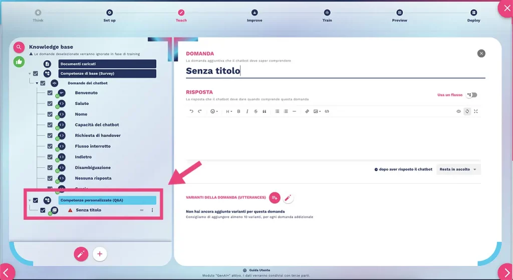 aggiungere competenze personalizzate alla knowledge base del tuo assistente virtuale