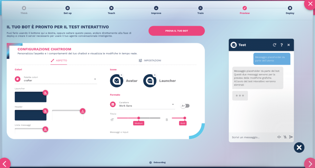 area di test del chatbot