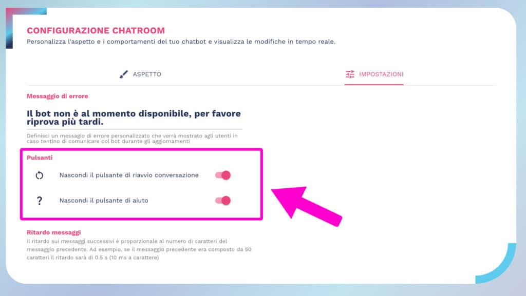 cambiare i pulsanti della chatroom del bot