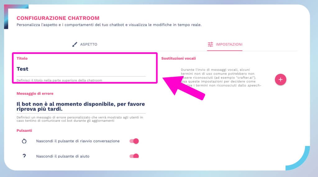 cambiare il titolo della chatroom del bot