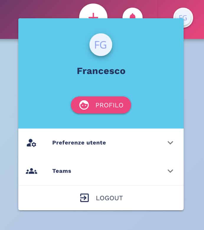 popup con il pulsante di accesso al tuo profilo utente