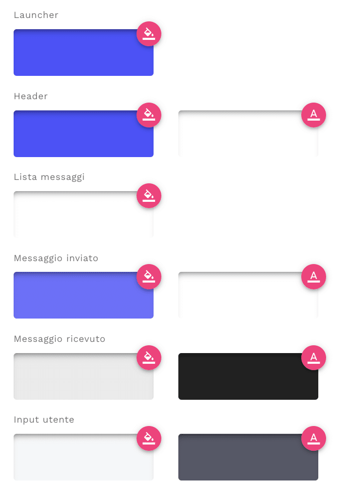 come scegliere colori custom per la chatroom del bot