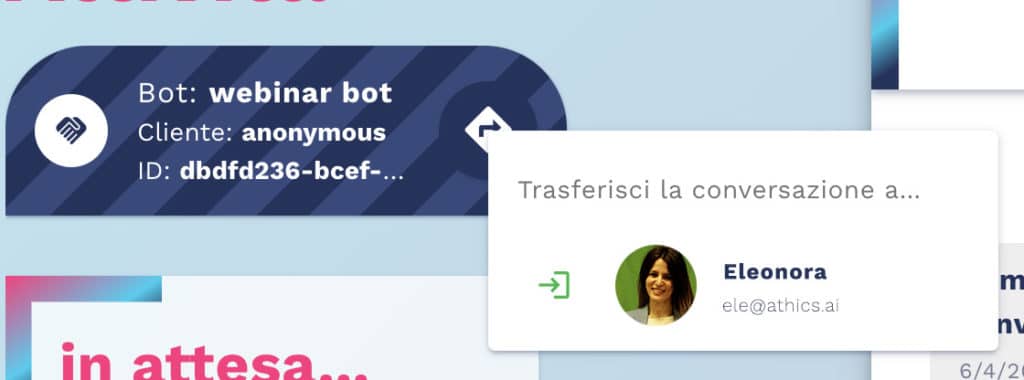 come trasferire la conversazione ad altro operatore nel modulo di chatbot handover