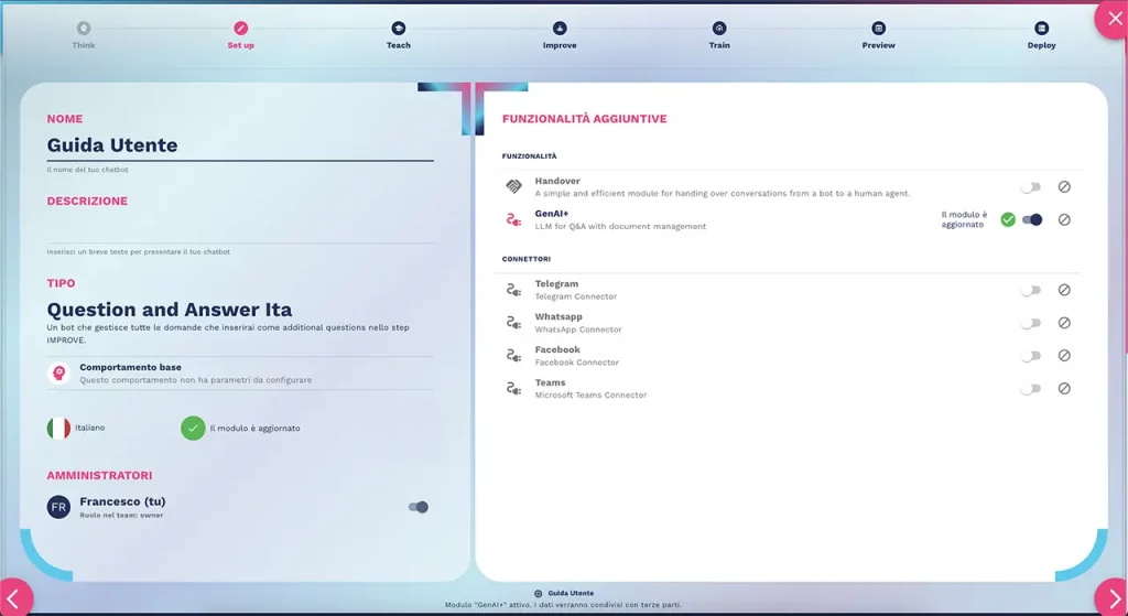 dashboard chatbot crafterai