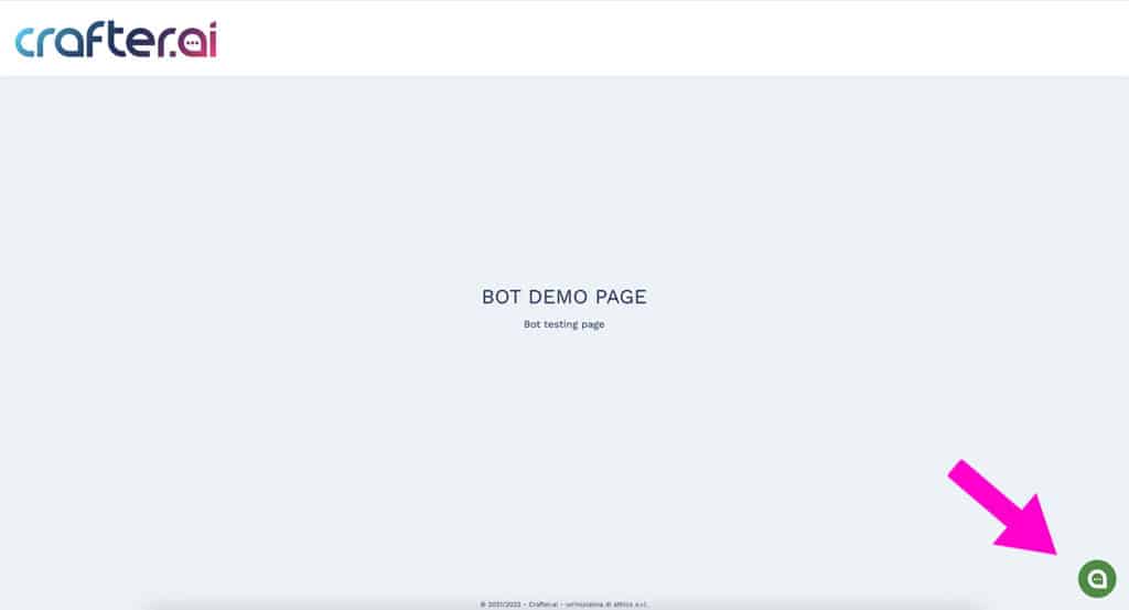 home page di test del chatbot