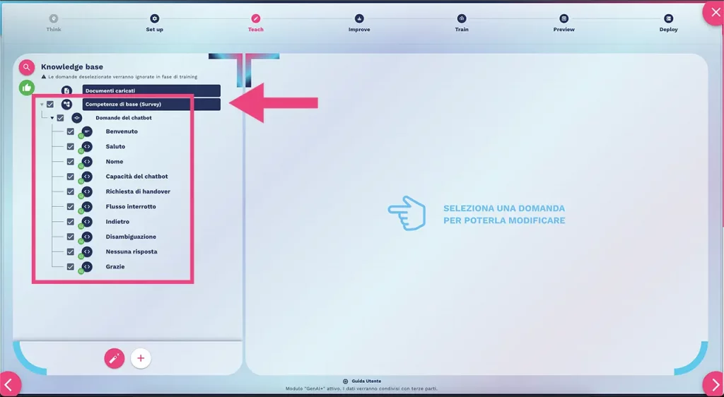 knowledge base standard del chatbot