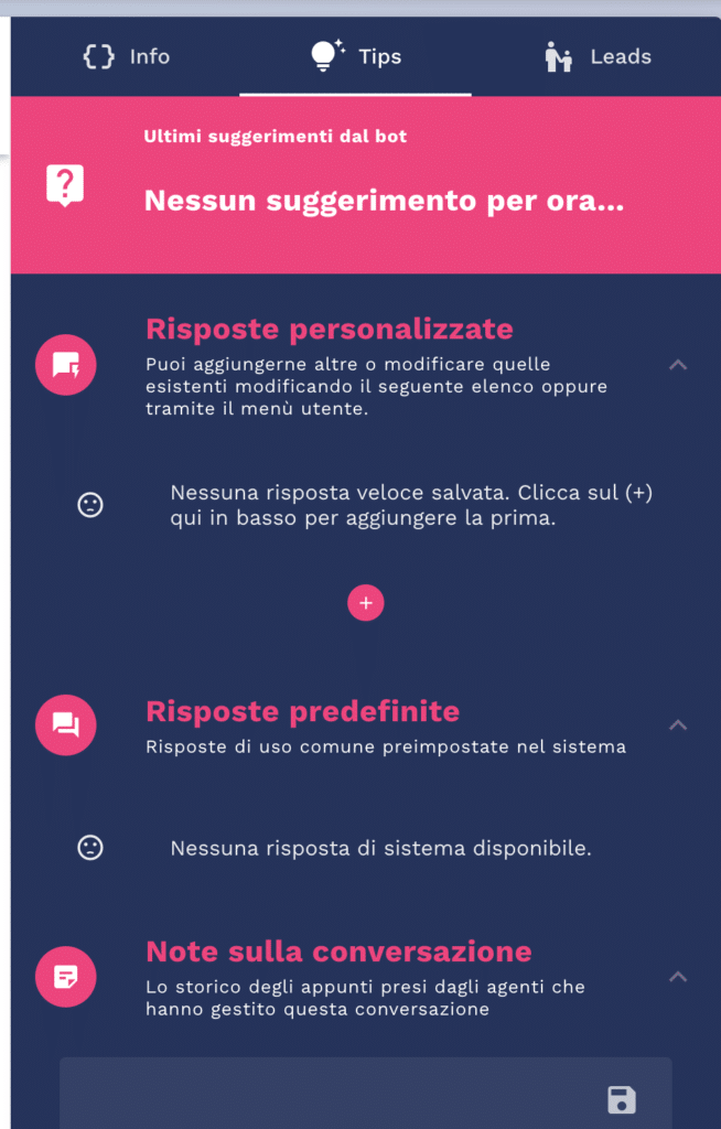 chatbot suggestions area