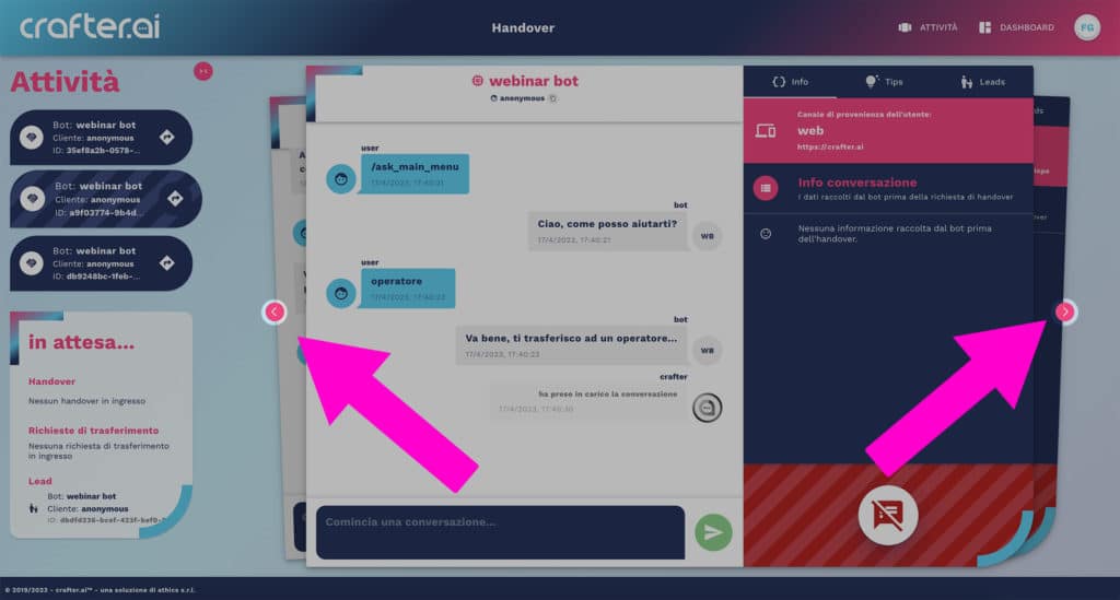 navigazione operatore delle chat simultanee