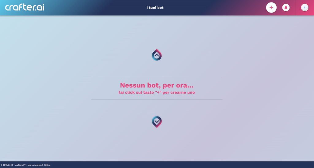 overview home page piattaforma chatbot crafterai