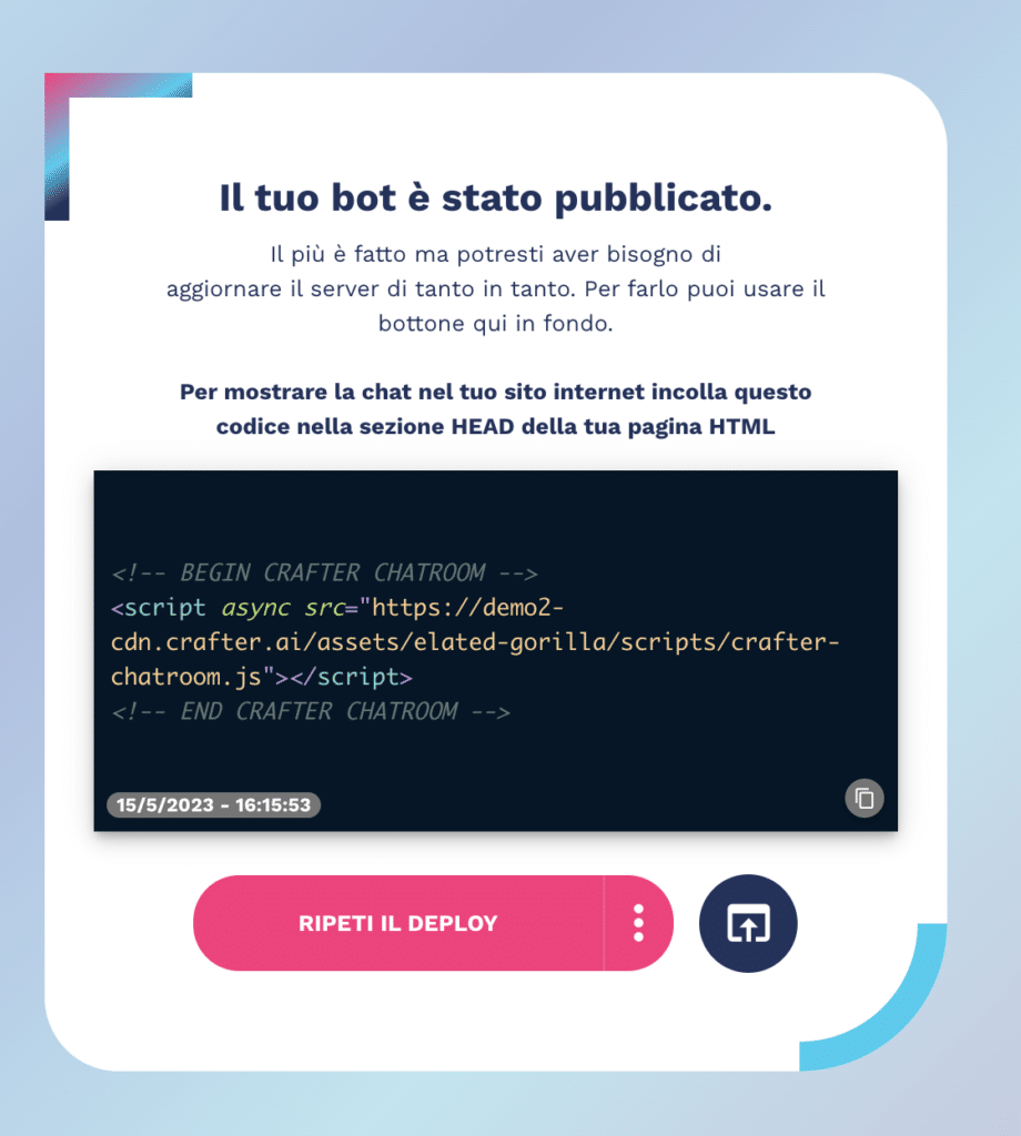chatbot web site integration