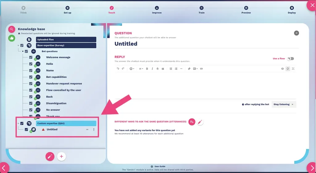 add a new custom expertise to knowledge base