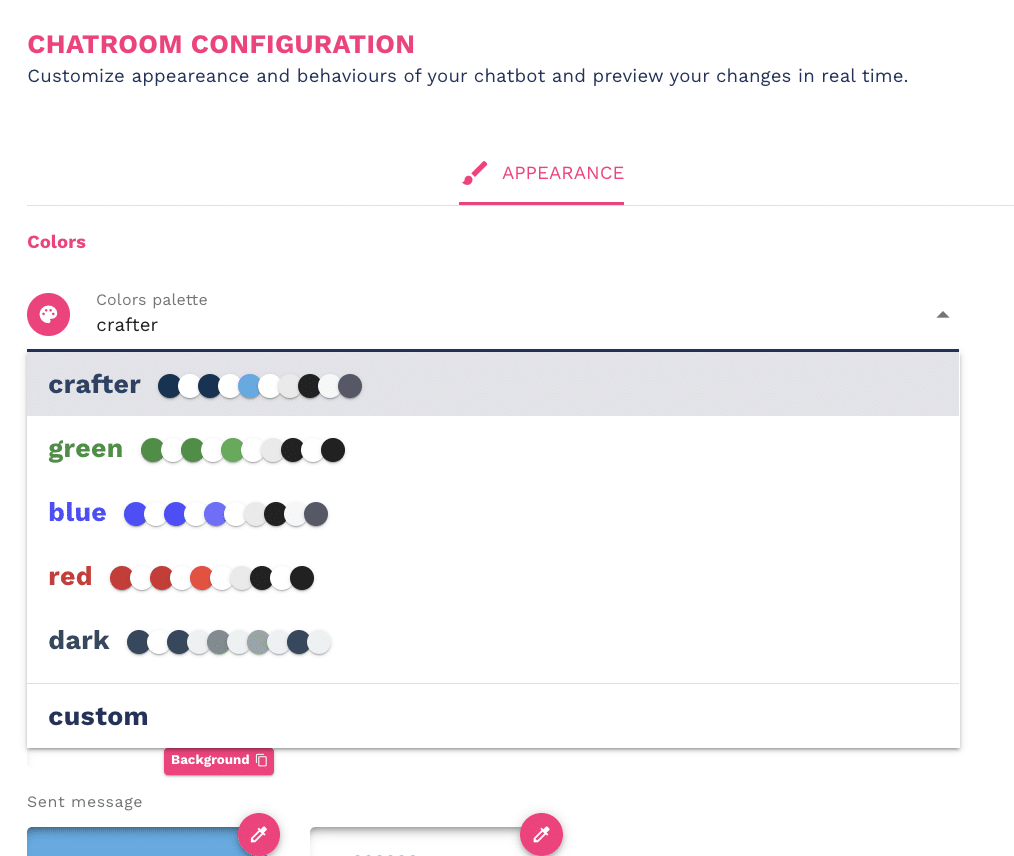 chatbot color loyout
