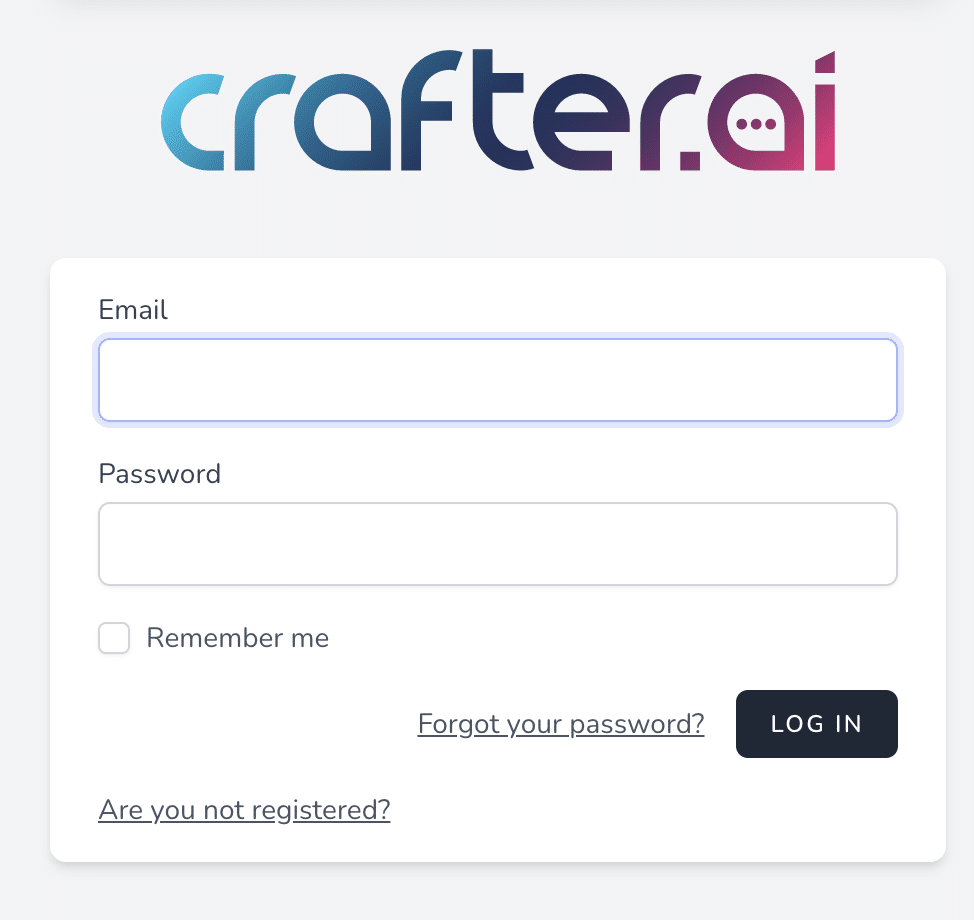 chatbot platform login form