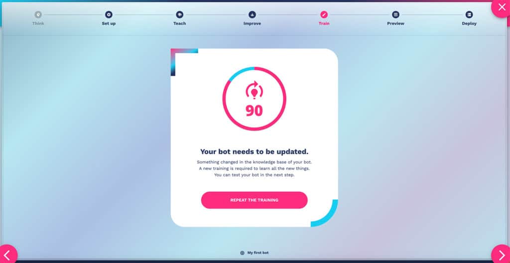 how can I repeat the chatbot training