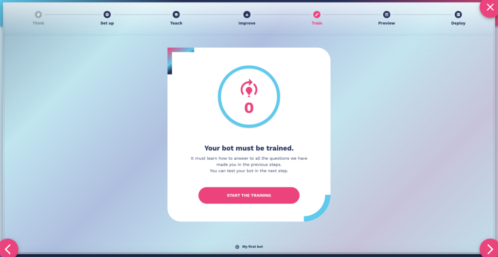 how can I start the chatbot training