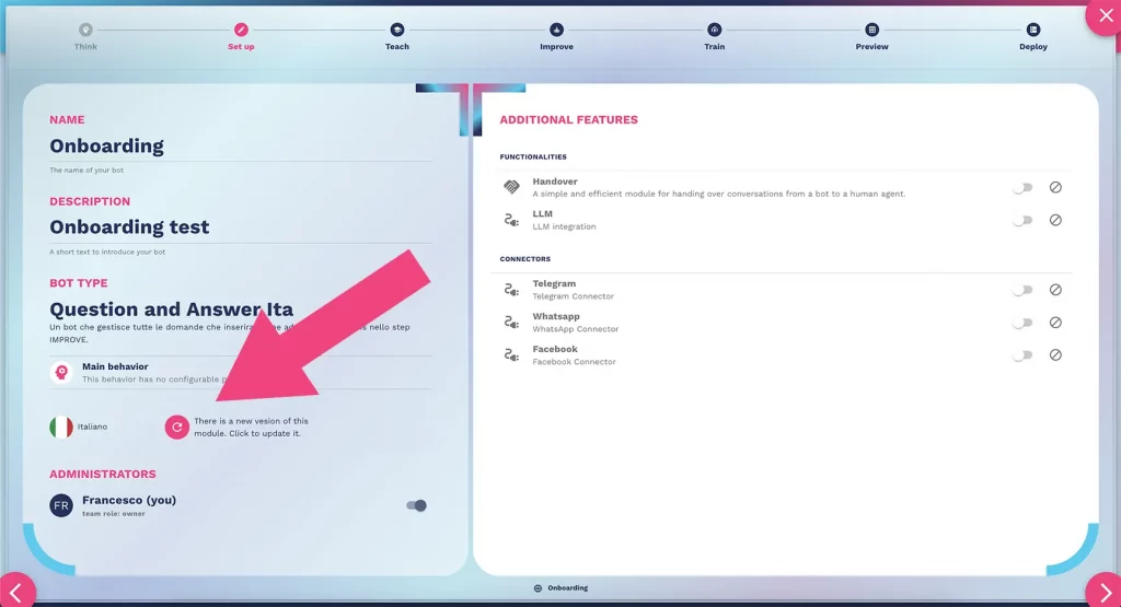 how to update a chatbot module