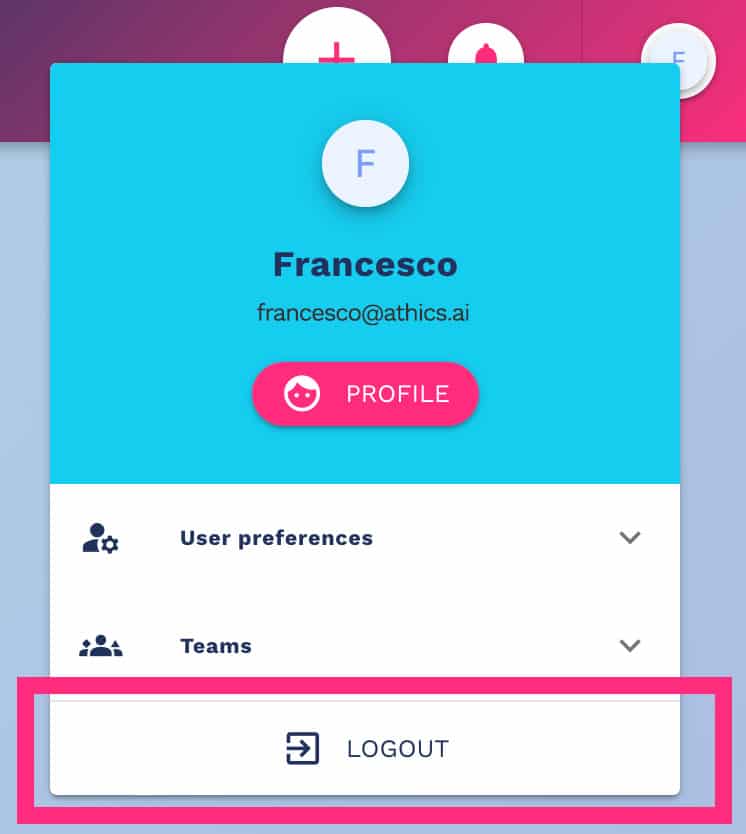 logout button chatbot platform crafterai