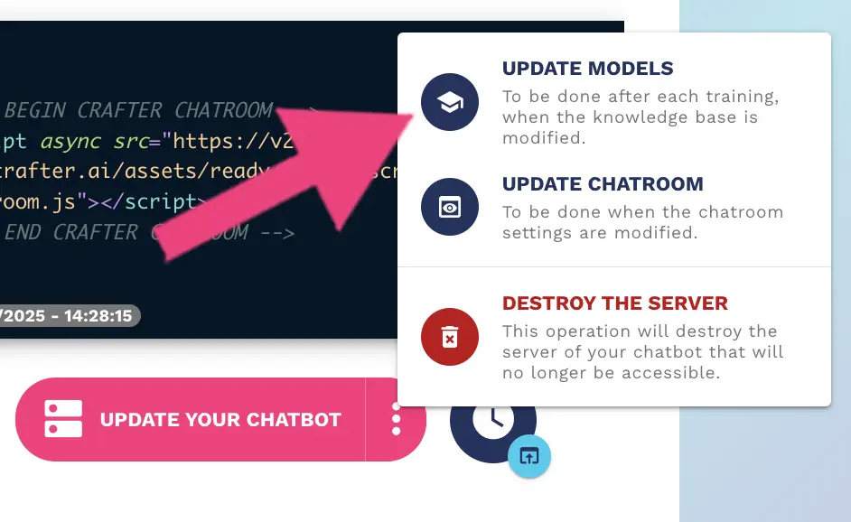 update knowledge base AI agent model