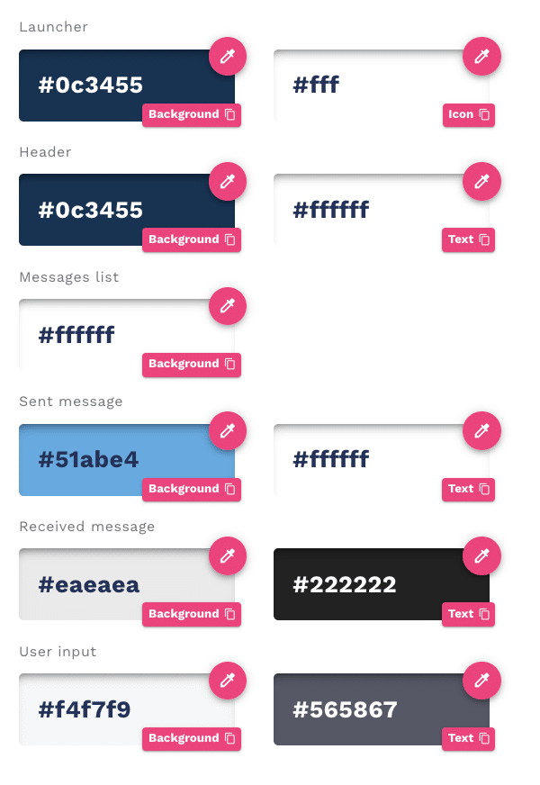 chatbot color palette