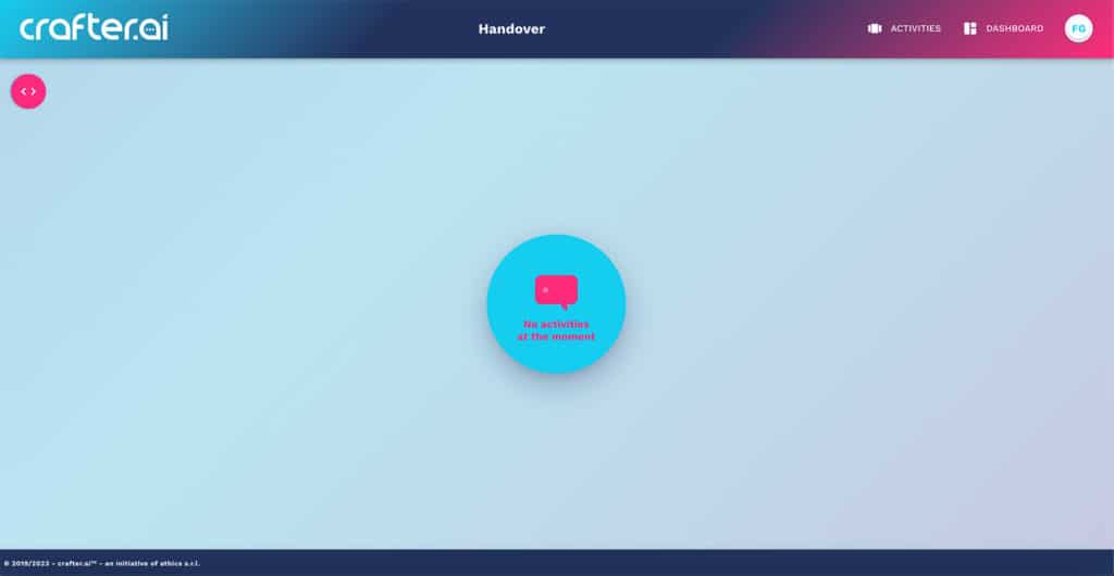 chatbot handover dashboard with no conversations active