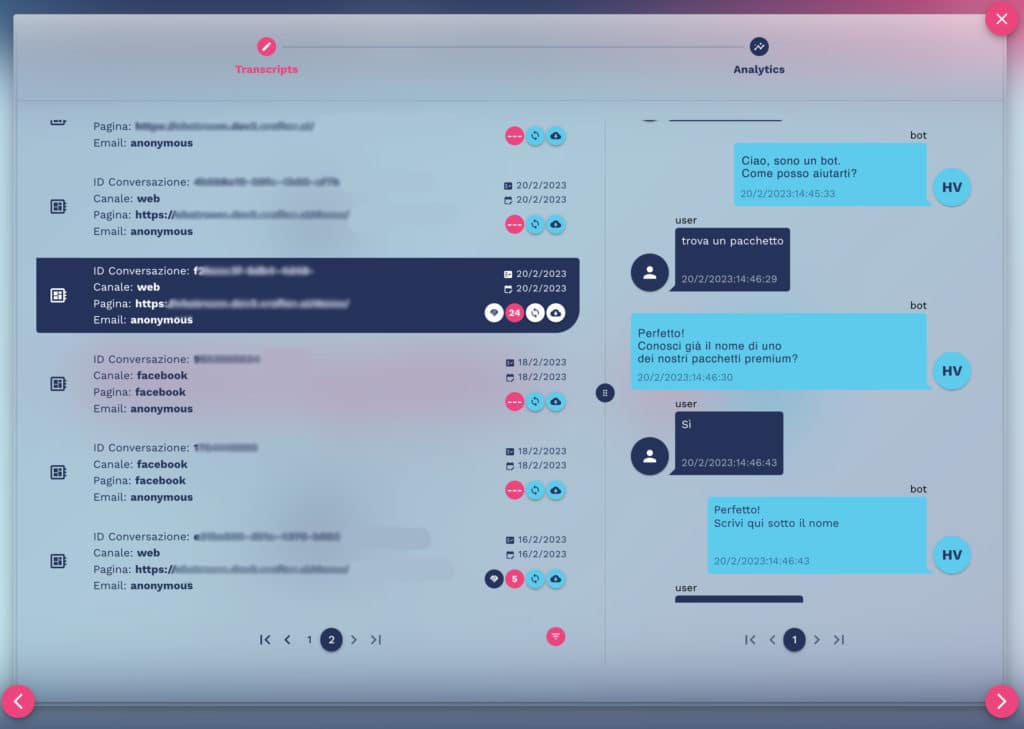 chatbot transcripts list