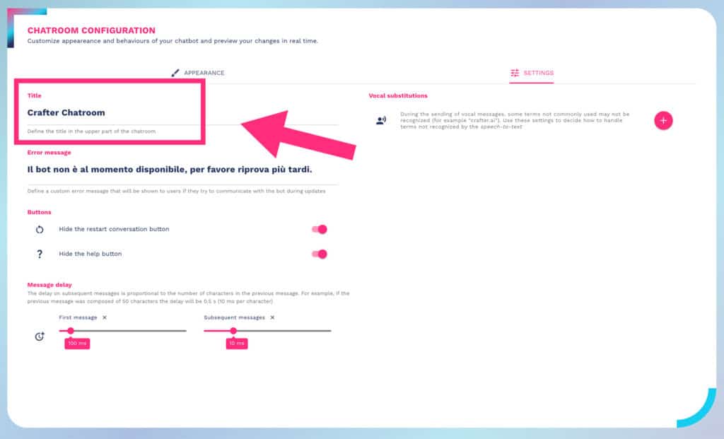 how to change chatroom title