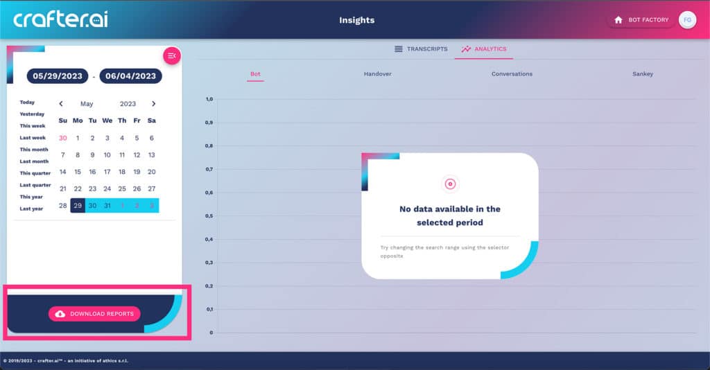 how to download a chatbot analytics report