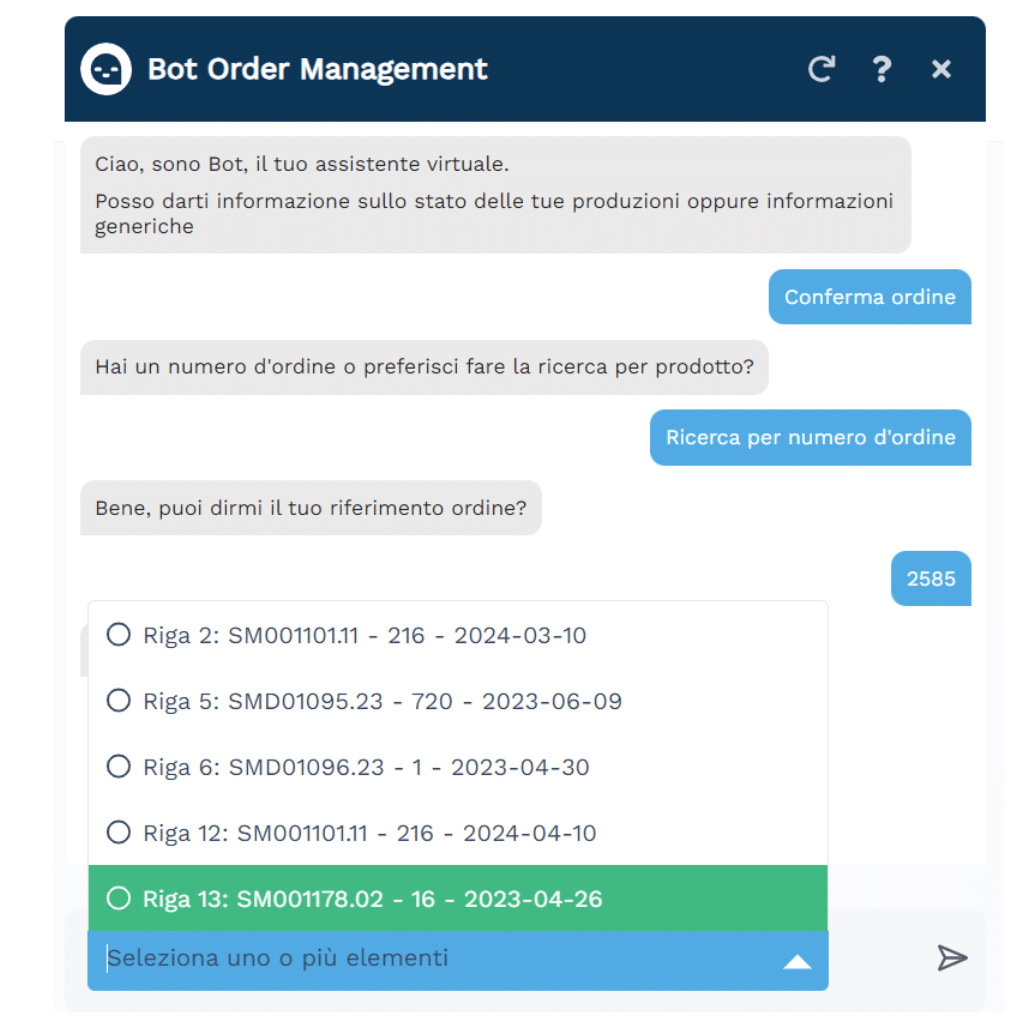 order management chatbot use case chat mwfep