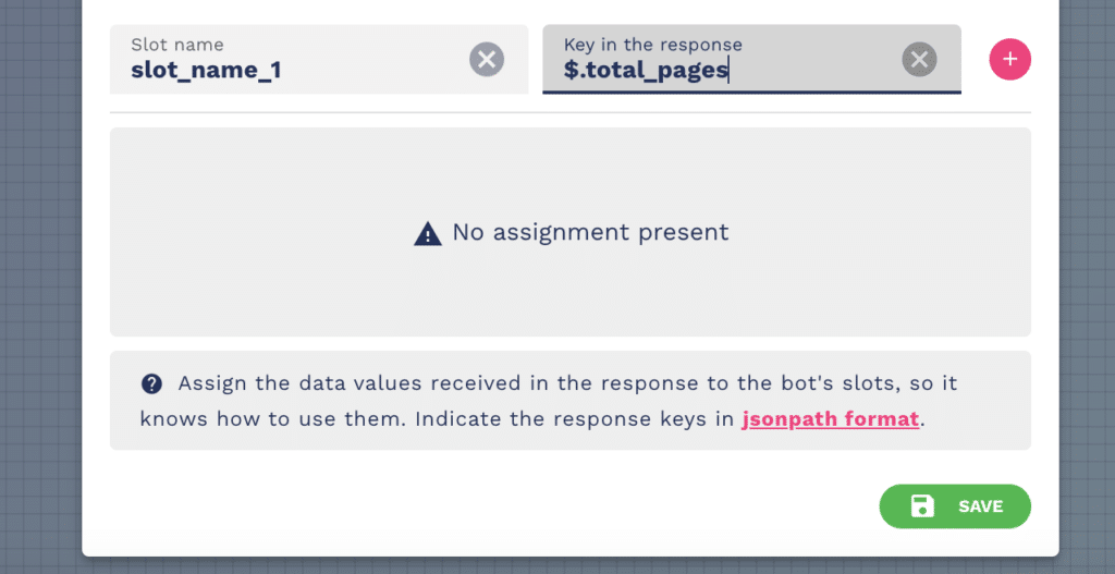 How to assign the API output response value in a custom chatbot variable