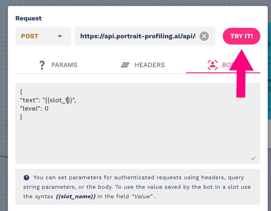 How to test an API call to portrAIt service