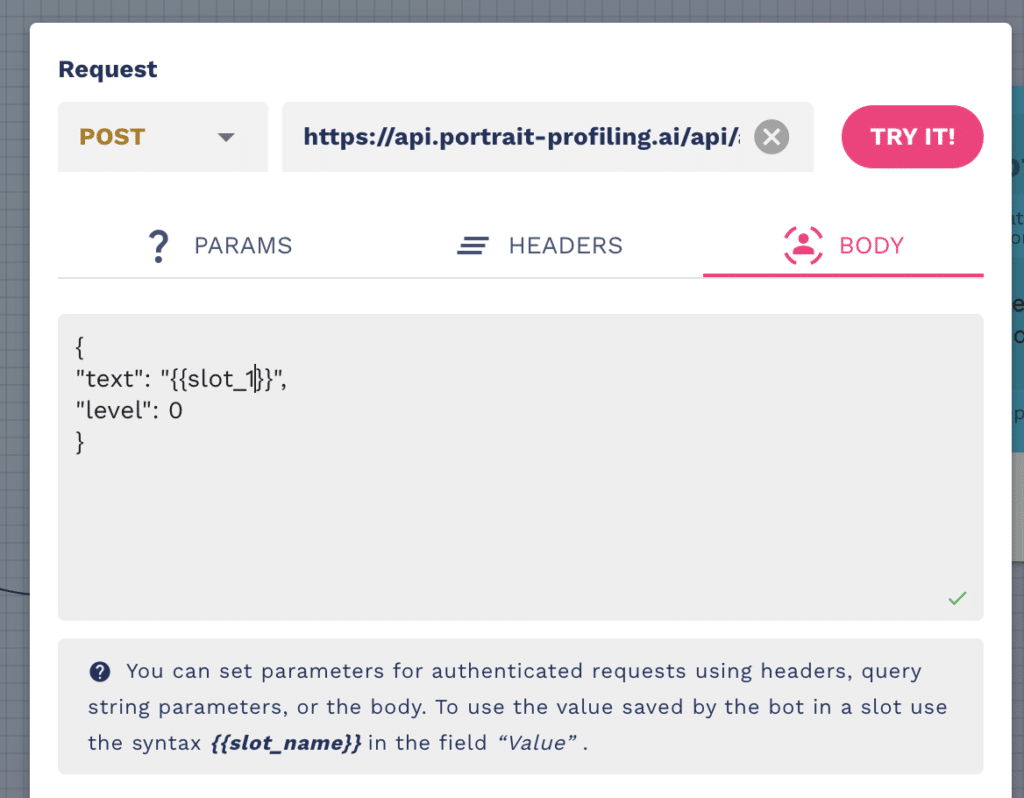 How to write the API portrait payload