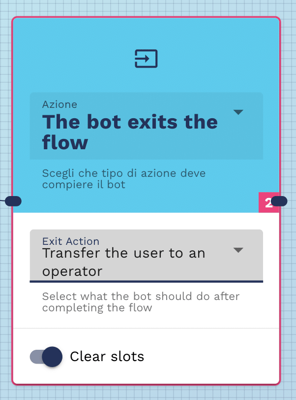 Transfer the user to an operator conversational flow exit command