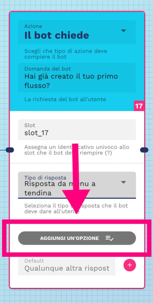 aggiungi opzione al menu a tendina