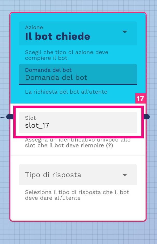 assegna uno slot per il salvataggio della risposta utente