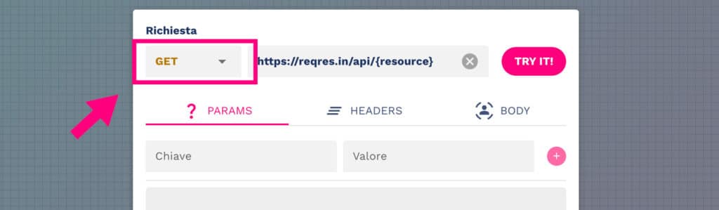cambia il metodo dal configuratore API