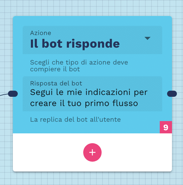 come creare una risposta dal parte del bot con il flow designer