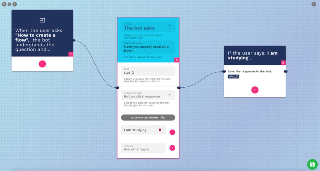 example a button click menu conversation flow
