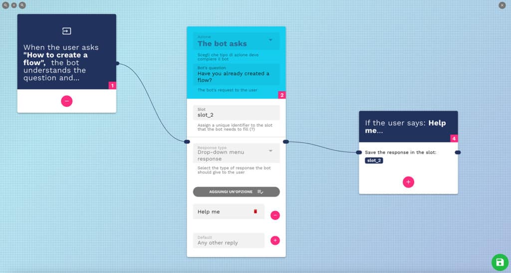 example about a drop down menu conversational flow